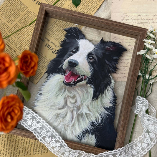 Portrait personnalisé d’animal peint à la main sur verre – Œuvre lumineuse et unique | Soulis Mémorial