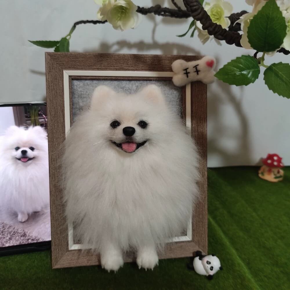 Portrait animalier 3D personnalisé en laine feutrée – Œuvre encadrée faite main | Soulis Mémorial